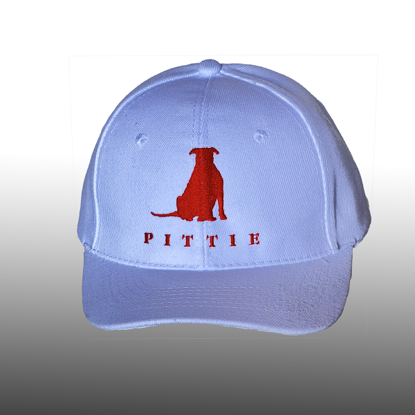 Pittie Hat - Red Logo against White Hat. SnapBack, one sized fits all.